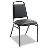 Alera® Upholstered Stacking Chairs with Square Back, Black Vinyl, Black Frame