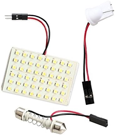 48 LED Dome Festoon Interior Bulb Roof Light with T10 Adapter Festoon Base