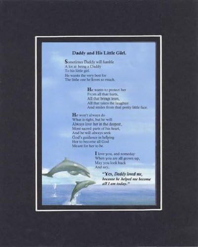 Touching and Heartfelt Poem for Daughters - Daddy and His Little Girl Poem on 11 x 14 Double Beveled Matting (Black on Black)