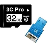 3C Pro 32GB MicroSD MicroSDHC Card 32G Class 10 C10 SDHC with SD Adapter an ....