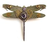 Brass Dragonfly Pin Inscribed with X's and O's (Kisses and Hugs)