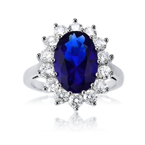 Bling Jewelry .925 Silver Royal Blue Sapphire Color Engagement Ring Kate Middleton 8-Prong