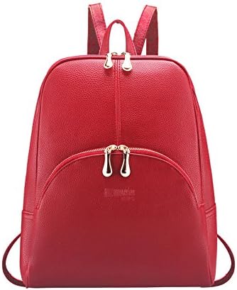 Shelian Fashion Retro Women Leather Mini Backpacks Purses for Girls Wine Red