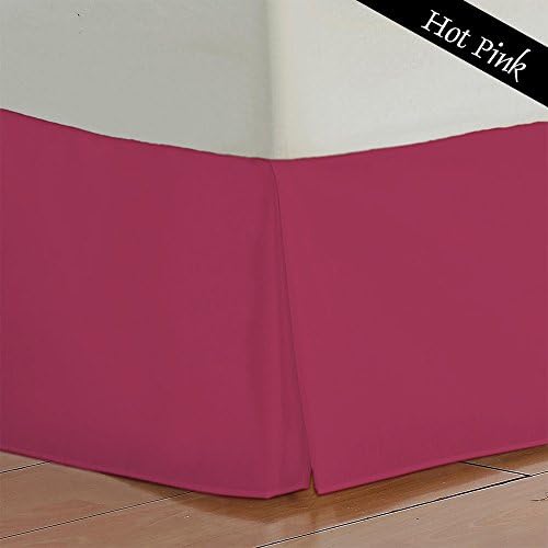 Super Quality 100% Egyptian Cotton 400 Thread count 20 Inch (50 CM) Fall One Piece luxury Bed Skirt Solid Pattern (KING , Hot Pink)