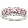 Pink Sapphire & Diamond Scallop Ring Crafted in 14K White Gold