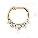 1 - Gold Ion Plated Gemmed Princess Septum Clicker 316L Surgical Steel Rings F60