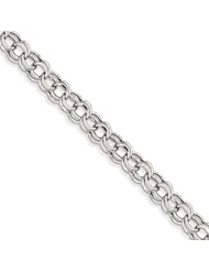 14k White Gold Lite 5.5mm Double Link Charm Bracelet