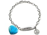 14k gold plated 925 Sterling Silver Turquoise Charm Peace Bracelet - Gold Plated Silver