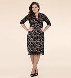 Plus Size 3/4 Sleeved Scalloped Boudoir Lace Dress