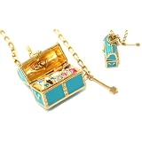 Beautiful 18kgp Blue Tinkerbell Treasure Chest Charm Necklace by Kidada for Disney Couture ~ with...
