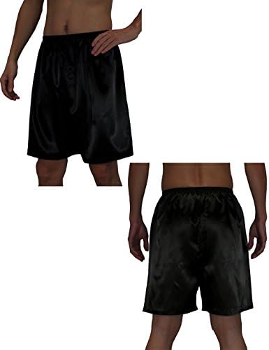 (Pack of 2) Mens Sleepwear - Silk Couture Boxer Shorts / Pajama Shorts L Black &amp; Grey
