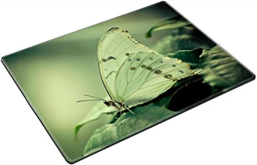 White Butterfly on Green Leaves Punktail's Collections Placemat Pads Customized Made To Order Support Ready High Quality Eco Friendly Cloth With Neoprene Rubber 15 6/8 Inch (400mm) X 11 13/16 Inch (300mm) X 1/8 Inch (3mm)