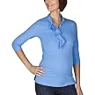 Moody Mama Maternity High Neck Top With Cascading Ruffle -Blue