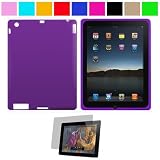 41%2BnWjHuAoL. SL160  Premium Rubberized Protective Soft Silicone Skin Cover Case for Verizon Wireless New Apple iPad 2 (16GB, 32GB 64GB) 2nd Generation and AT&T Apple iPad 2nd Generation iPad 2 Wireless Tablet (Many Colors Available) + Anti Glare Clear Screen Protector for Apple iPad 2 Tablet, Purple