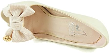 Jumerry Fachion Ladies ShiningPu Super High Heel Sandals Women Elegant Bowknot Platfrom Pumps 5 1/3 Inch (Shining Beige PU, 7.5)