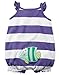 Carter's Baby Girls 1-piece Appliqué Snap-Up Cotton Romper (6 Months, Purple Stripe)