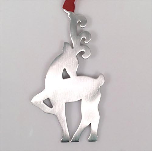 2015 Reindeer Christmas hand crafted Pewter Ornament MADE IN USA