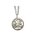Saint Michael 24mm Round Sterling Silver Medal Pendant 27" Endless, Stainless Steel Chain