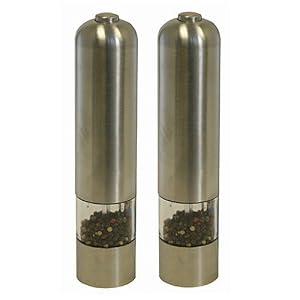iTouchless Automatic Stainless Steel Pepper Mill and Salt Grinder (2 Pack)