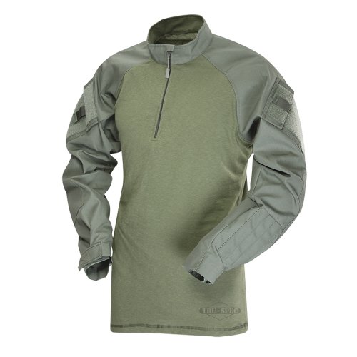 TACTICAL RESPONSE UNIFORM (TRU) 1/4-ZIP COMBAT SHIRT 50/50 Nylon/Cotton Rip-Stop, Olive 2547006