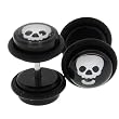 Fake Acrylic Plugs - Black with Skulls 16g Wire; 8mm - Sold as a Pair