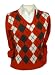 Ladies Cashmere Argyle V Neck Sweater, Red, L