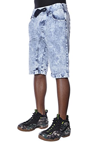 Southpole Men's Jogger Shorts In Washed Denim Fabric