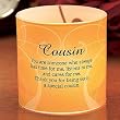Cousin Candle Holder Frosted Glass Reusable Scroll Design Appreciation Gift