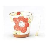 粉引彩花　軽量スタッキングマグ赤 【マグカップ 有田焼】