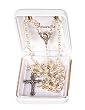 Baptismal Rosary - 3mm Pearl Rosary - 15" Chain - Silver Tone - Imported from ITALY - Gift Box Included