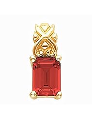 18K Yellow Gold Emerald Cut Chatham Created Ruby Pendant -- LIFETIME WARRANTY