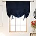 Navy Rod Pocket Thermal Insulated Blackout Tie Up Shade Curtain, 46 Inch Wide by 64 Inch Long Panel
