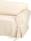 TexStyle Kent Tie 1-Piece Box Cushion Sofa Slipcover, Oatmeal