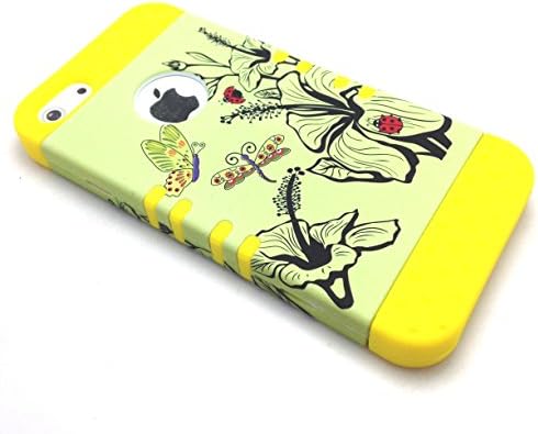 New Impact Hybrid Combo Hard Case Soft Rubber for Iphone 5 - Blue Stripes Hot Pink Skin (Garden)