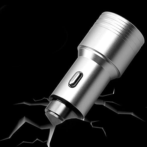 Jgglobe Car Charger Emergency Escape Security Hammer Lifesaving Dual USB Port Stainless Steel