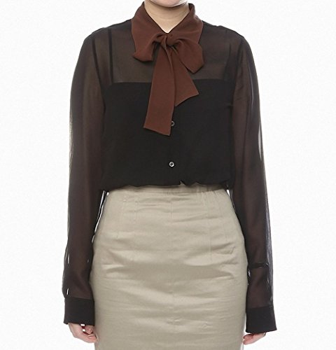 (プラダ) PRADA シルクリボンブラウス_P4959 NERO CACAO sudal160526 [並行輸入品]