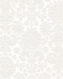 The Gift Wrap Company Flocked Pearl White Damask Deluxe Gift Wrapping Paper, 30-Inches Wide x 5 Feet Long, 6-Count Packages