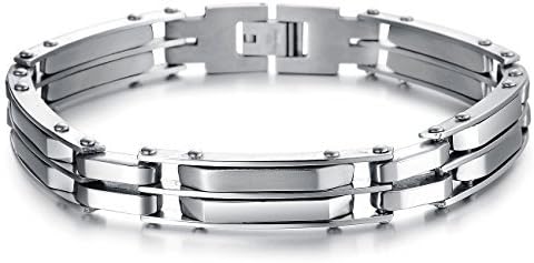 JuliesDeal Fashion Jewelry Fashion Biker Bicycle Motorcycle Double Layer Men's Stainless Steel Bracelet,Silver Gold