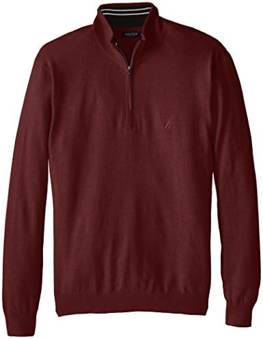 Nautica Men's Big-Tall 1/4 Zip Solid Sweater, Burgundy, 5X