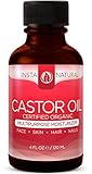 InstaNatural Castor Oil - 100% Pure & Certified Organic for Hair, Face, Skin & Nails - Best Cold Pressed & Unrefined Moisturiser for Healthy Skin - Natural Conditioner for Dry & Damaged Hair - 4 OZ