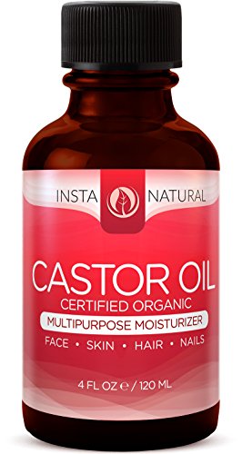 InstaNatural Castor Oil - 100% Pure & Certified Organic for Hair, Face, Skin & Nails - Cold Pressed & Unrefined Moisturizer for Healthy Skin - Natural Conditioner for Dry & Damaged Hair - 4 OZ