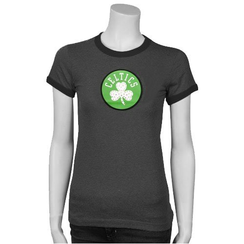 Majestic Threads Boston Celtics Charcoal Ladies Melange Ringer T-shirt
