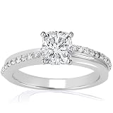 0.70 Ct Cushion Cut Diamond Engagement Ring Pave Set 14K CUT:VERY GOOD VVS1-E GIA