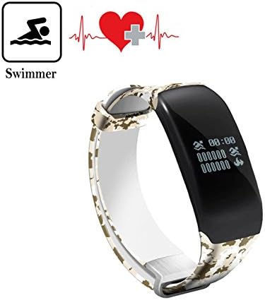 (For Swimmer)Waterpoof Sport Heart Bracelet Swimming Fitness Tracker Bluetooth Touch Screen SmartBand With Steps Tracking Calories Burned Sleep Heart Rate Monitor Swimming time for Android IOS (White)