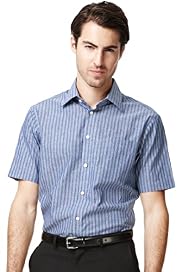 Collezione Cotton Rich Short Sleeve Striped Shirt with Linen