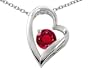 1.25 cttw 14k White Gold Plated 925 Sterling Silver and Lab Created Round Ruby Heart Pendant