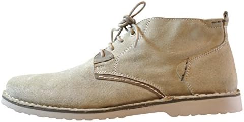 Natha Studios Men's Suede Lace Up Desert Chukka Shoes, Sand, 11