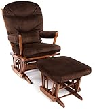 Dutailier Round Back Cushion Design 2 Post Glider Multiposition and Ottoman Combo, Brown