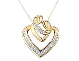 A Mother's Love Heart Shaped Diamond Pendant 1/3 Carat in Yellow Gold with Chain