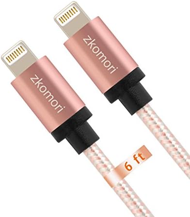 Zkomori iPhone Lightning to USB Cable 2Pack 6ft Nylon Braided Cord for iPhone SE/5/6/6s/Plus/iPad Mini/Air/Pro